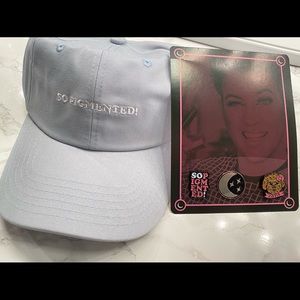 Light blue hat and pins! Manny MUA merch.